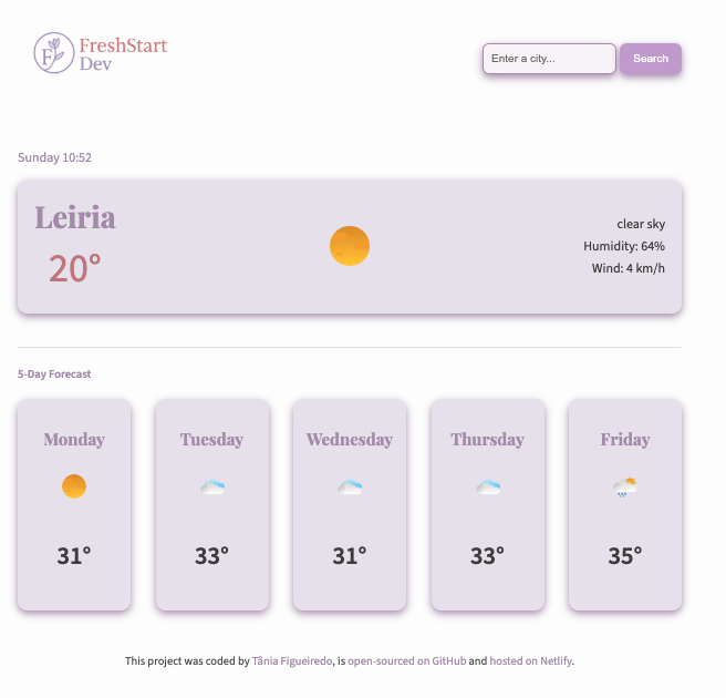 Weather app screenshot