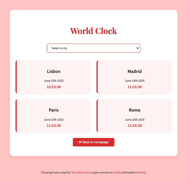 World Clock app screenshot