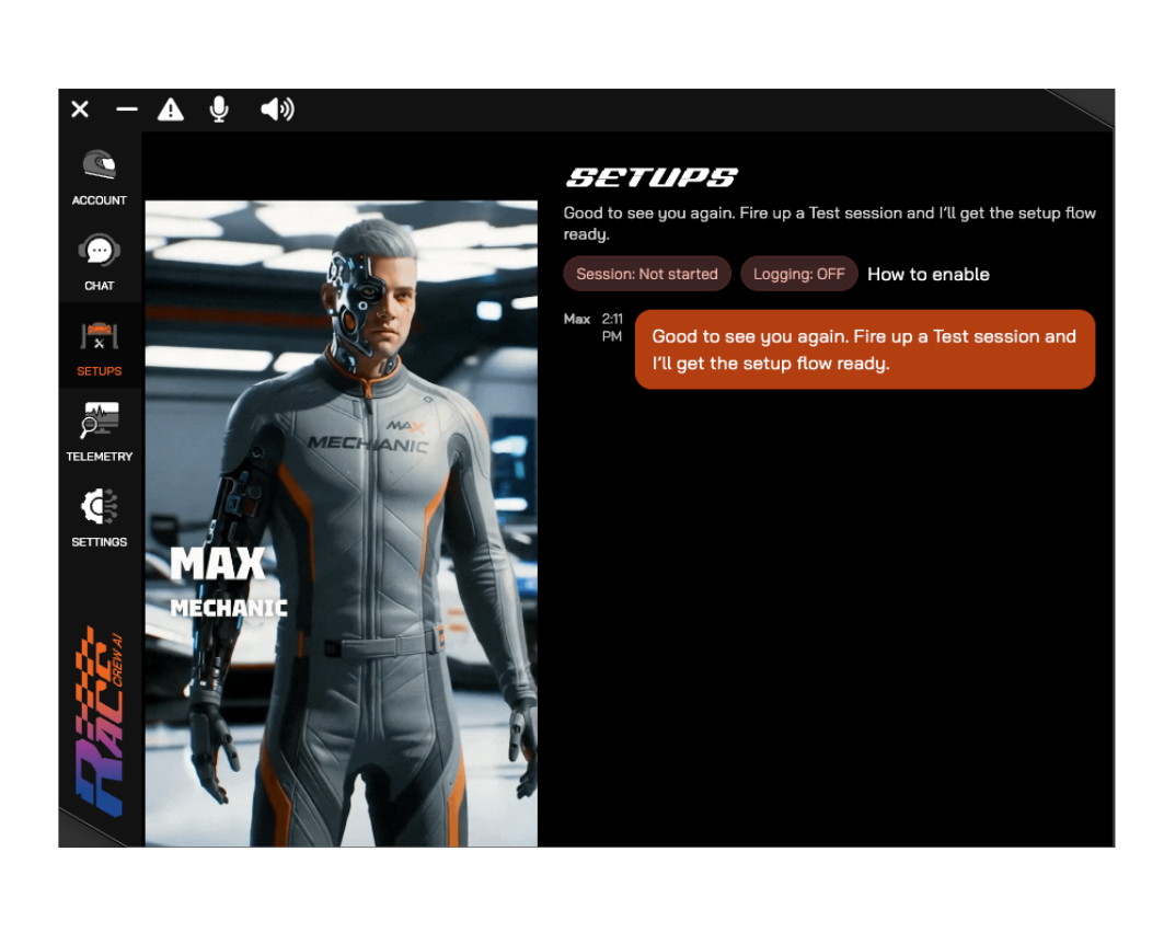 RaceCrew AI App Screenshot